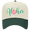 Natural/Dark Green, variant on Women's Embroidered Otto Cap 5 Panel Mid Profile Baseball Cap - Aloha, Pink Hibiscus Design, Natural/Dark Green