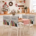 thumbnail image 2 of Merry Christmas Tree Chair Covers Set of 4 Graffiti Winter Snowflake Xmas Gray Chair Back Covers Stretch Removable Washable Slipcovers Protector for Dining Room Kitchen Party Decor, 2 of 5