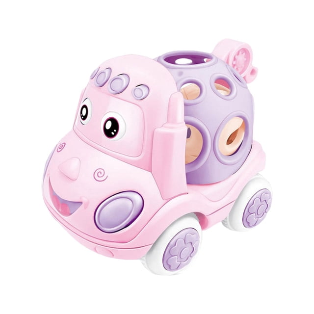 Coche sonajero suave con ruedas para niños y niñas, regalo de cumpleaños Rosa