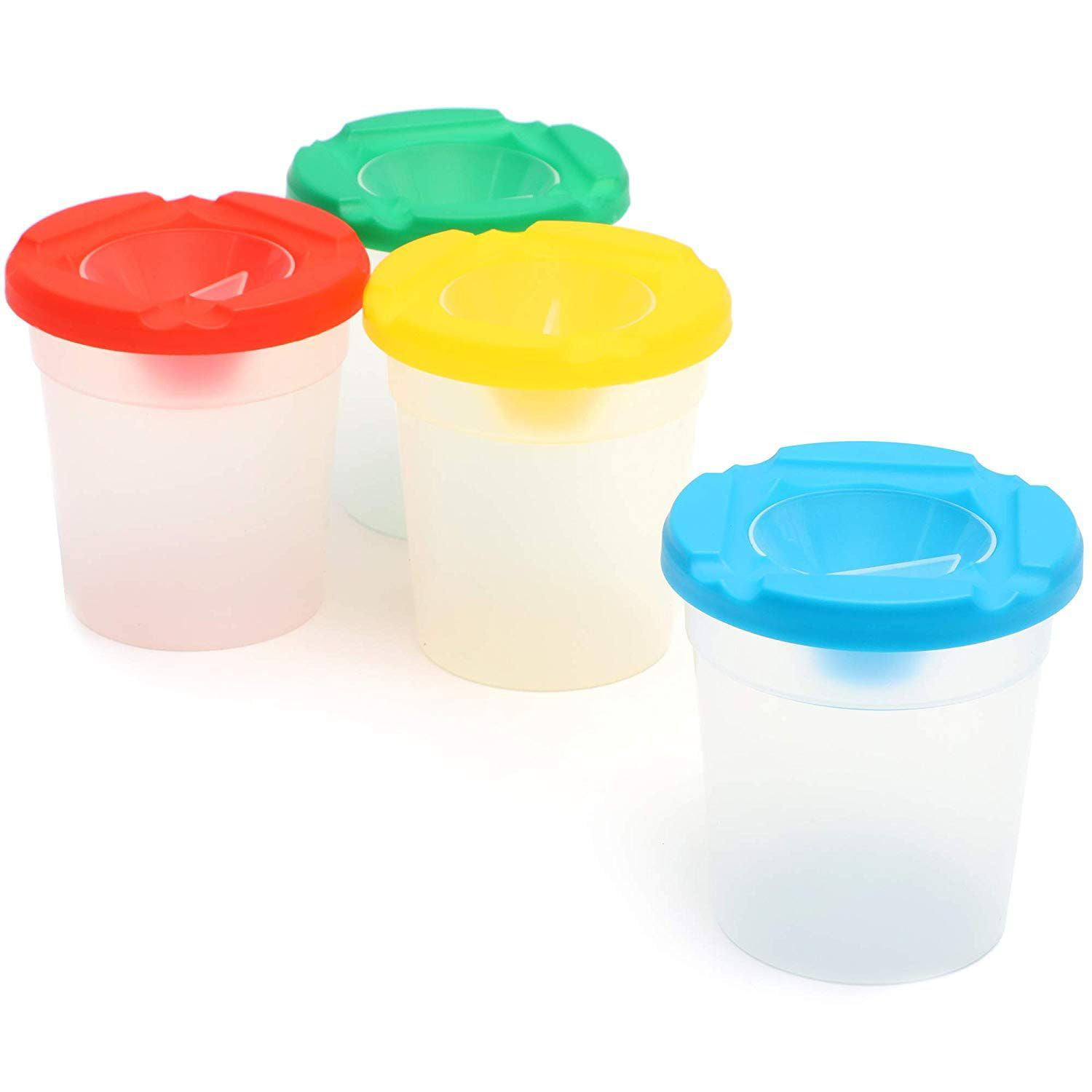 4 Assorted Colors Palette Cups School Classroom 2.4 Inches Tall Art Supply for Kids 12-Pack Spill Proof Paint Cups with Lids 2.75 Inches in Diameter No Spill Paint Cups