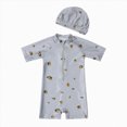 thumbnail image 1 of Ymyiu Newborn Swimsuit Boy Newborn Infant Baby Boy One Piece Swimsuit Short Sleeve Rash Guard Swimwear Sun Protection Bathing Suits 3T 4T (Grey,3-4 Years), 1 of 5