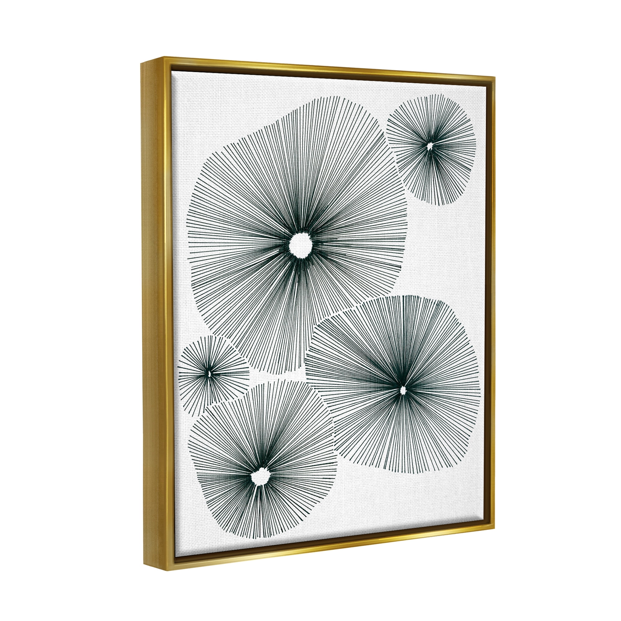Stupell Industries Abstract Overlapping Flower Shapes Botanical & Floral Drawing Gold Floater Framed Art Print Wall Art