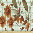thumbnail image 2 of Ambesonne Floral Fabric by the Yard Upholstery, Art Autumnal Romance Flowers, 10 Yards, Burnt Orange Umber and White, 2 of 5