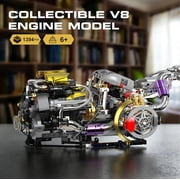 V8 Engine Model Kit That Works, 1394 PCS Advanced Collectible Engine Building Block Sets with Lights & Spray