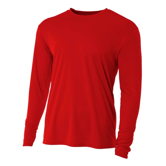 A4 N3165 Mens Cooling Performance Long Sleeve Crew - Scarlet - XS