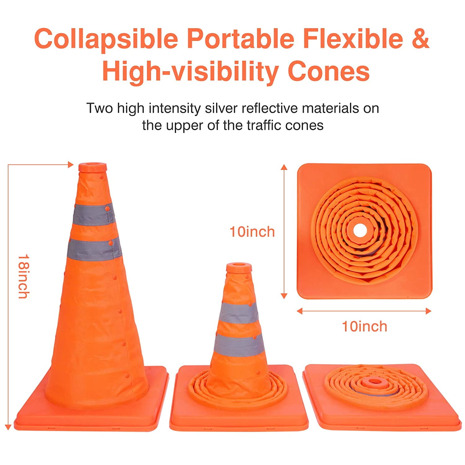 Collapsible Portable Traffic Cone Reflective Safety Multi Purpose LE 