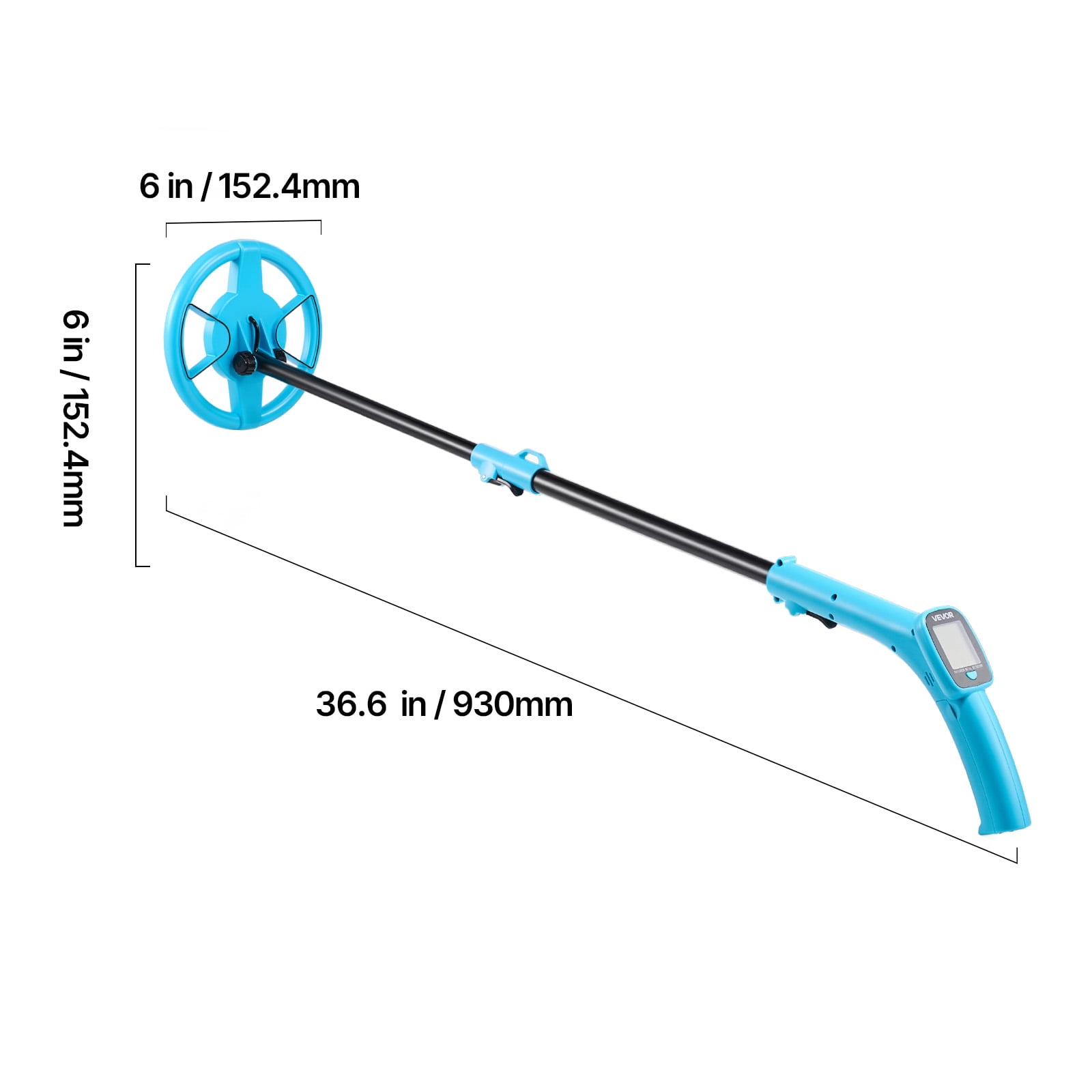 VEVOR Metal Detector, 4", Lightweight Metal Detector with LCD Display, 6" IP68 Waterproof Search Coil, Adjustable 25.6"-36.6" High Accuracy Gold Detector, Easy to Use, for Detecting Gold Exploration