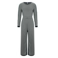 thumbnail image 6 of Azrian Womens Fall and Winter Loungewear Suit Sports Set Women's Casual Solid Color Round Neck Pocket Long Sleeve Jumpsuits, 6 of 8