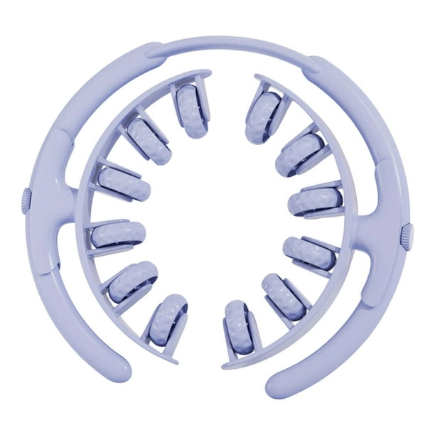 Rodillo masajeador para piernas con 12 ruedas, compacto, ligero y ajustable. Azul