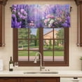 thumbnail image 6 of Purple Lavender Curtain Valances for Windows, Kitchen Valance Window Treatments Panel 2 Pack, Spring Watercolor Country Wildflowers Rod Pocket Short Curtains for Bathroom Bedroom 54 x 18 Inch, 6 of 8