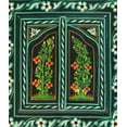 thumbnail image 2 of Moroccan Wall Mirror with Doors Hand Painted Arabesque Handmade Small Green, 2 of 3