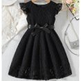 thumbnail image 4 of Fgnfyis Toddler Princess Dress Lace Puff Sleeves Front Zipper Elegant Summer Casual Party Toddlers Girls Summer Dress Black 4-5 Years, 4 of 9