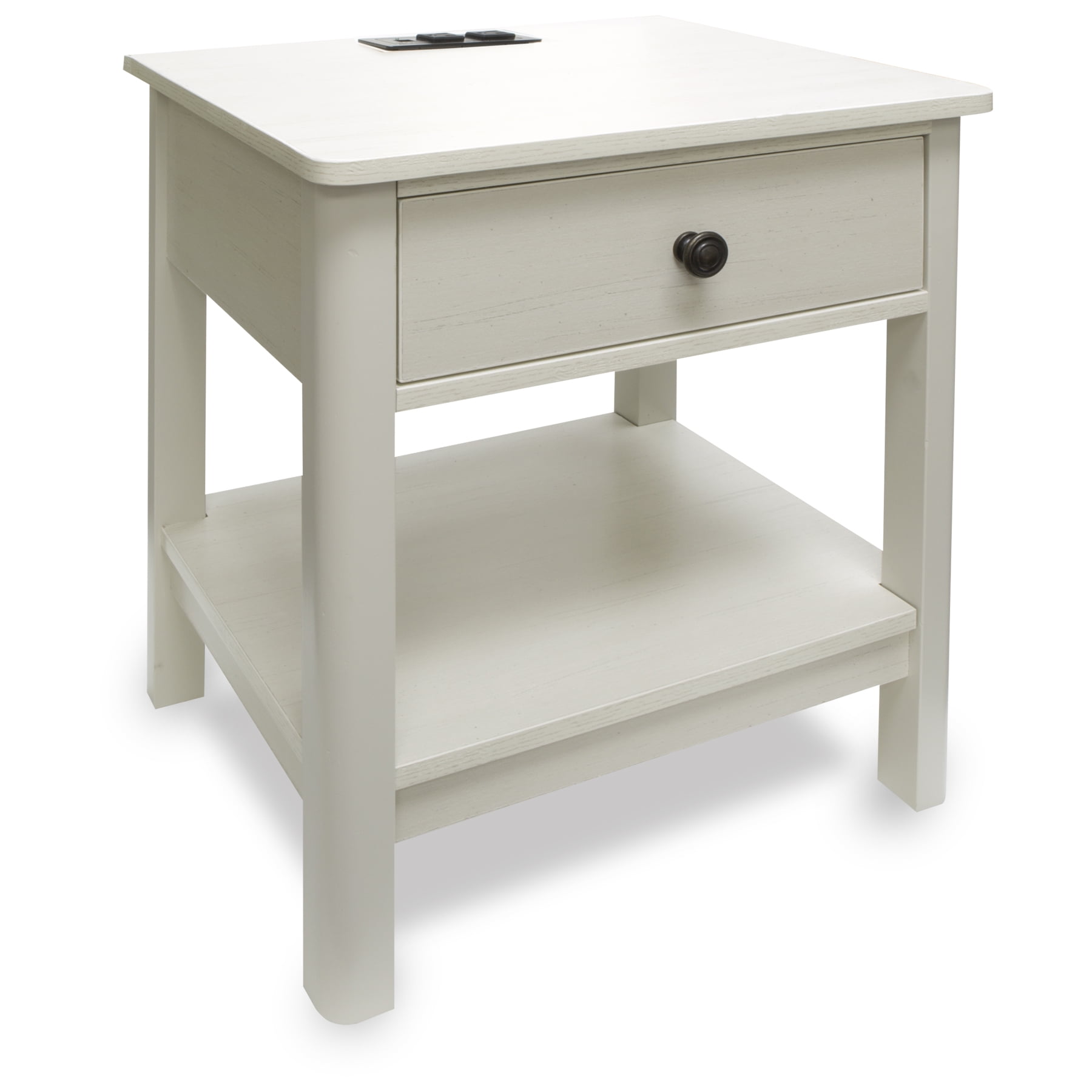 DecorTech Traditional-Look Rectangular End Table with AC ...
