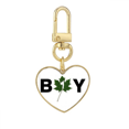 thumbnail image 1 of Boy Textual Posture Art Deco Fashion Gold Heart Keychain Metal Keyring Holder, 1 of 3