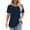 Dark blue, variant on Duoif Shirts for Women, Women's T Shirt Short Sleeve Formal Casual Shirt Summer Clothing Flowing Creases Front Round Neck Summer Tops Beige L