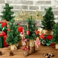 thumbnail image 4 of Mini Christmas Tree Artificial Mini Xmas Pine Tree Miniature Pine Christmas Tree with Linen Base for Christmas Decorations Indoor Home Kitchen Dining Table, 4 of 6