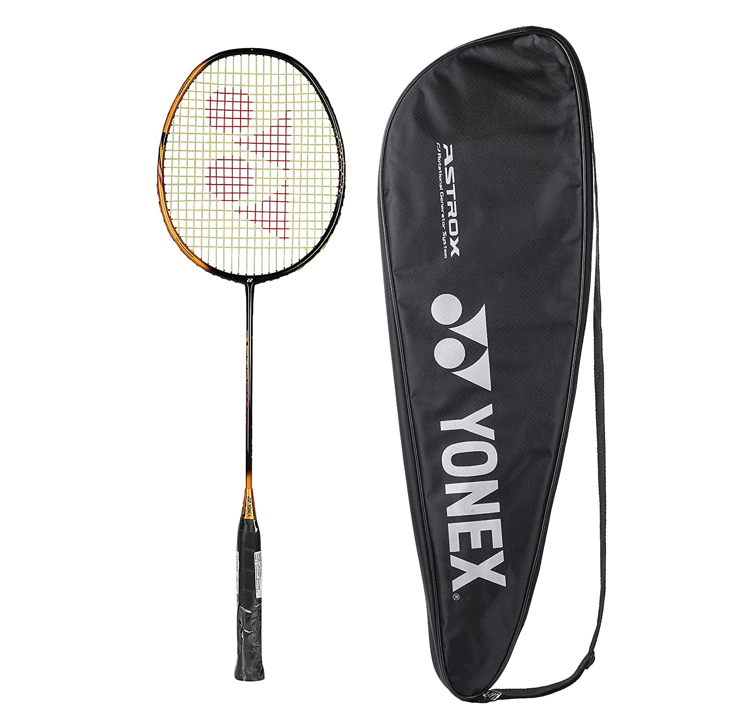 YONEX Smash Badminton Racquet (G4, 73 Grams, 28 lbs Tension), Black Orange 