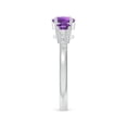 thumbnail image 3 of ANGARA Natural Three Stone Round Amethyst Ring with Diamond Accents in 14K White Gold for Women (Size-6mm) | February Birthstone, Birthday, Anniversary, Jewelry Gift for Women | Natural Amethyst Ring, 3 of 9
