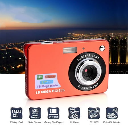 Digital Camera,2.7 Inch HD Camera for Backpacking Rechargeable Mini Camera Students Cameras Pocket Cameras Digital with Zoom Compact Cameras for Photography(Red)