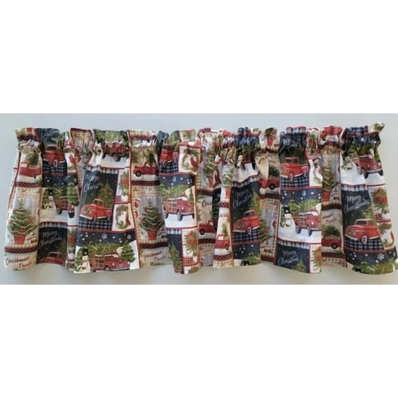 Christmas Valance, Christmas Curtain, Christmas Trees, Larry Truck, Wreath, Snow