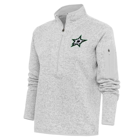 Women s Antigua Heather Gray Dallas Stars Team Logo Fortune Quarter-Zip Jacket