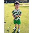 thumbnail image 3 of BemeyourBBs Toddler Baby Boys Golf Outfit Cute Infant Boy Summer Clothes Lapel Short Sleeve Button Down Golf Court Print Shirt and Solid Color Pockets Shorts Set, 3 of 9