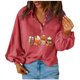 thumbnail image 1 of Moda mujer Casual sólido cuello vuelto manga larga botón suelta otoño blusa Tops Pompotops FGAJ21834, 1 of 8