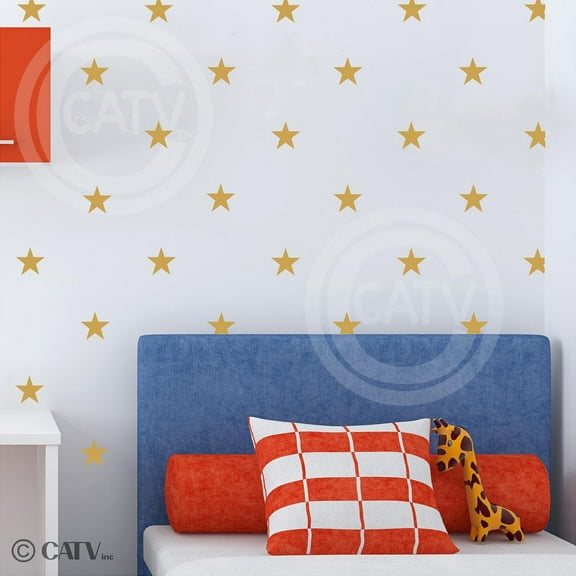 Stars 3" set of 48 Wall Pattern Decal Vinyl Sticker (Metallic Gold)
