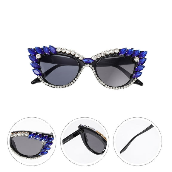 Masteelf Rhinestone Sunglasses Party Photo Props Stylish Eyeglass Accessories for Women Girls Dress Up Events
