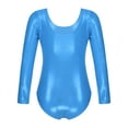 thumbnail image 2 of YiZYiF Kids Girls Shiny Metallic Long Sleeves Ballet Latin Yoga Dance Leotard, 2 of 7