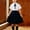 Navy, variant on Girls 3-Piece School Uniform Outfit, Kids Short Sleeve Collared Shirt with Bow Tie and Pleated Skirt Set Black Size 9-10 Years
