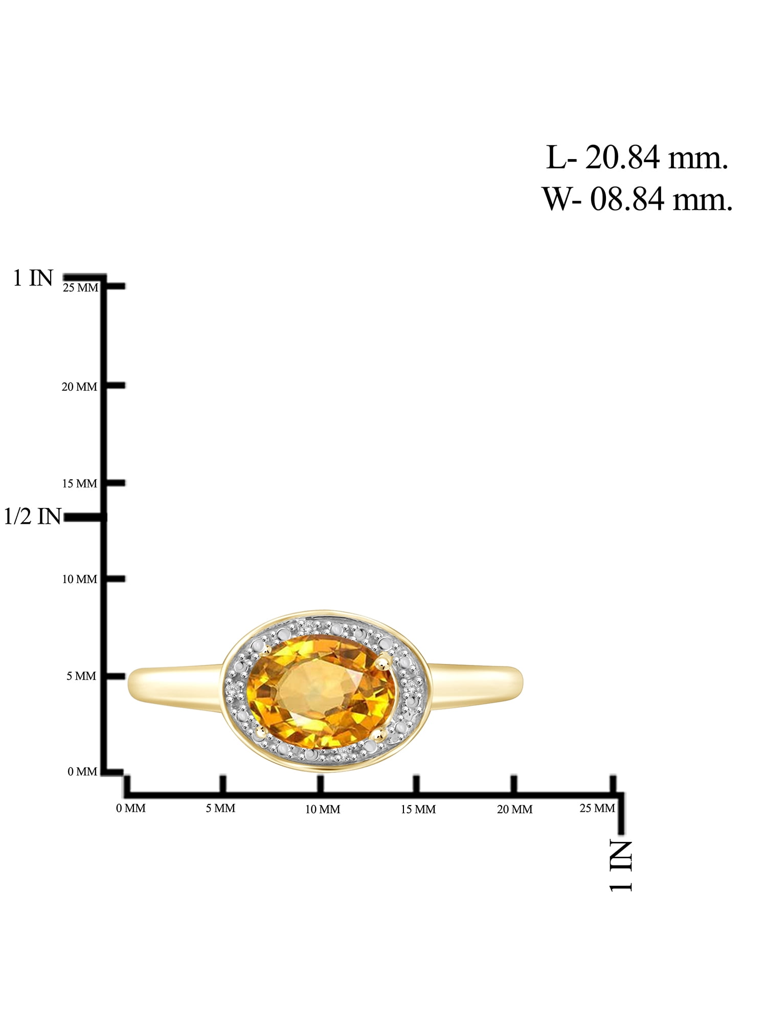 JewelersClub Citrine Ring Birthstone Jewelry – 1.10 Carat Citrine 14K Gold Plated Silver Ring Jewelry with White Diamond Accent – Gemstone Rings with Hypoallergenic 14K Gold Plated Silver Band