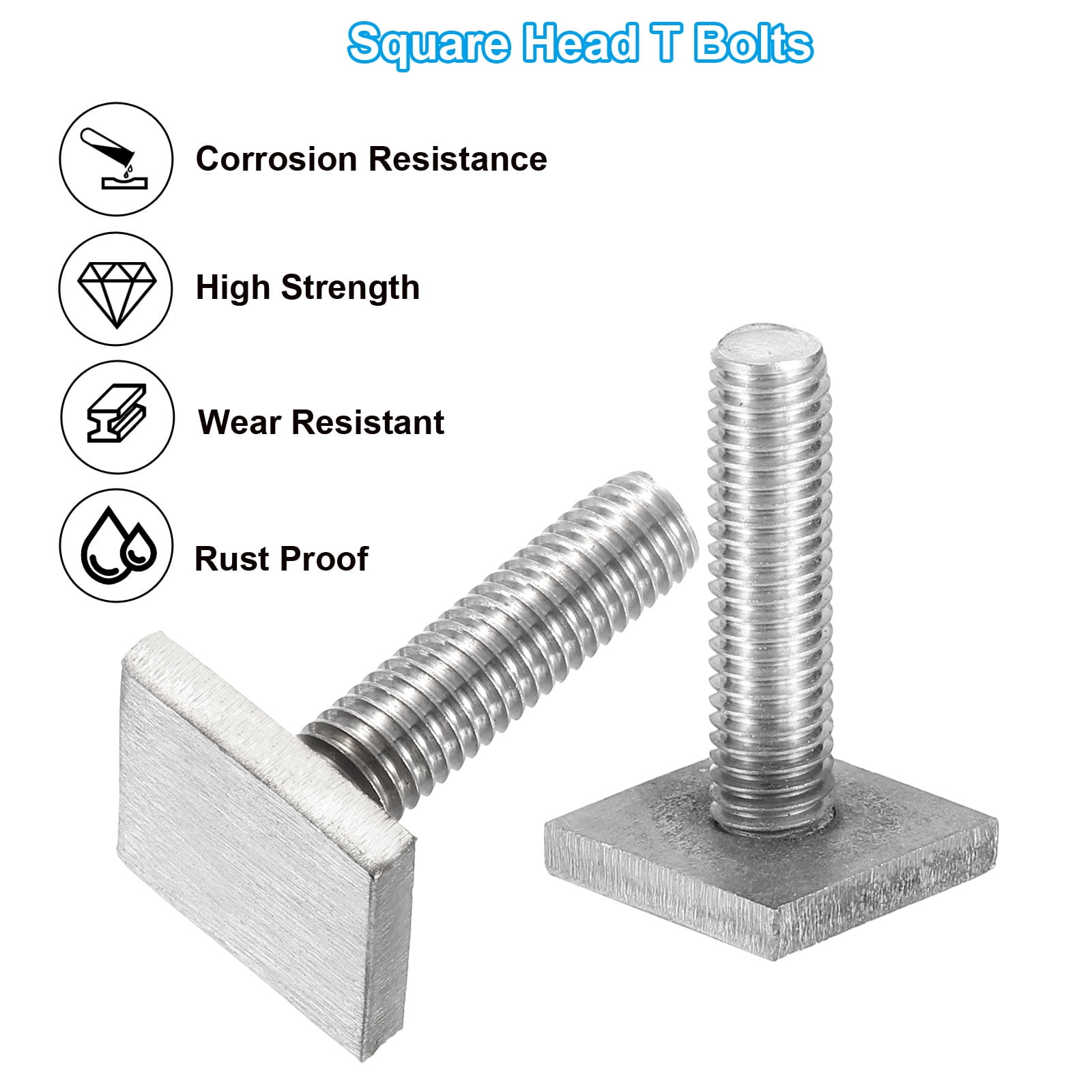 Uxcell T Slot Bolts M8 x 30mm Square Head T Bolts for Roof
