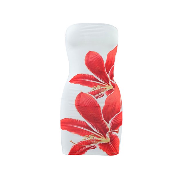 Vestido corto sin tirantes con estampado Floral para mujer, minivestido Sexy ajustado de cintura alta con Espalda descubierta, ropa de playa para fiesta y vacaciones de verano, 2024