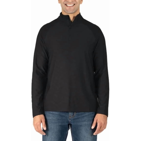 Gerry Men's Moisture Wicking Active Stretch Long Sleeve Quarter Zip Pullover (US, Alpha, X-Large, Regular, Regular, Black)