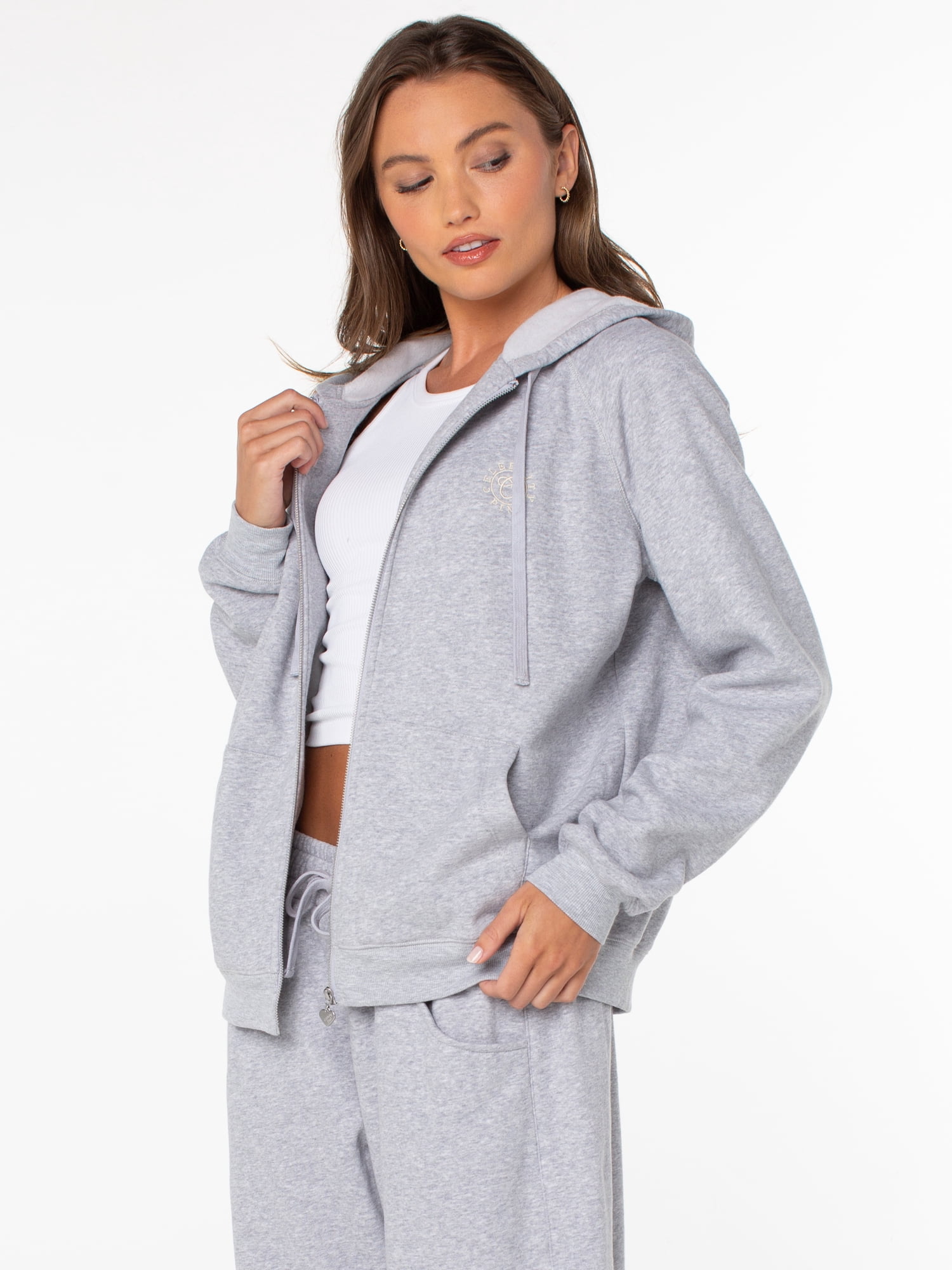 Celebrity Pink Women's Oversized Raglan Zip Hoodie, Sizes XS-XXXL