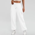thumbnail image 2 of Mepaouo Womens Sweatpants Cargo Fleece Lined Drawstring Baggy Athletic Jogger with Pockets(White,2XL), 2 of 6
