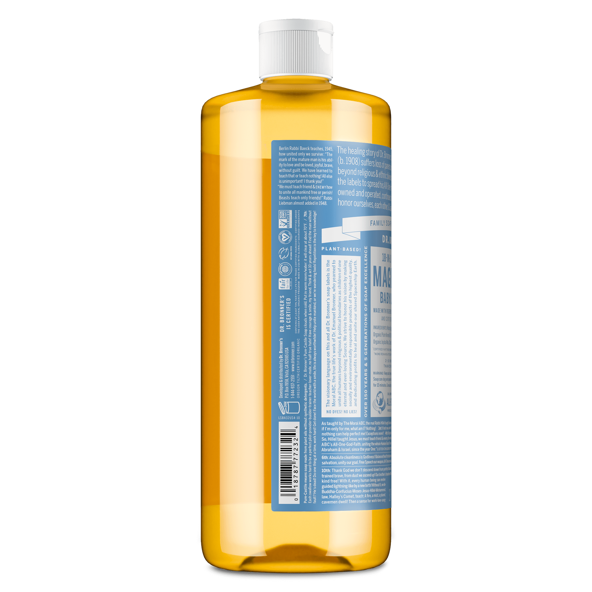 (3 pack) Dr. Bronner's Magic Soap - Castile Liquid Soap - 32 oz - Body Wash, Face Wash - Unscented - Age Group: Baby & All Ages