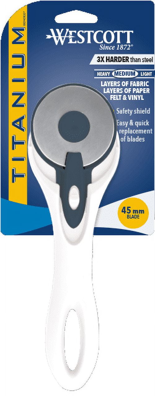 Westcott Titanium Bonded Rotary Cutter, 45mm, White, for Craft, 1- Count