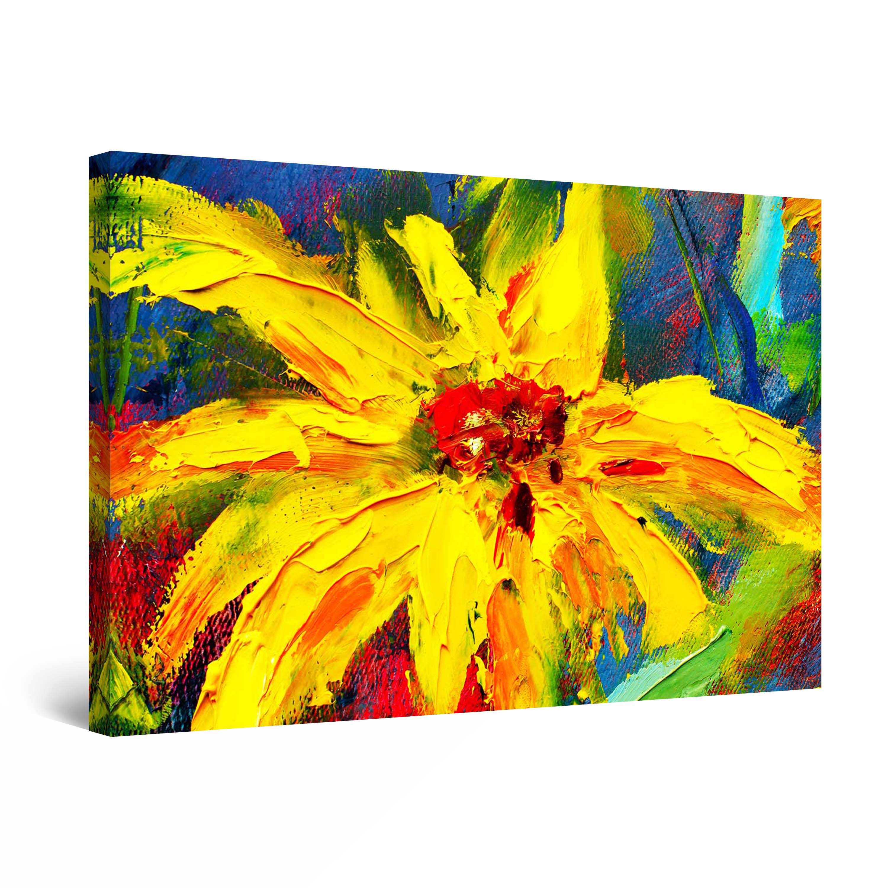 Startonight Canvas Wall Art Abstract Yellow Red Flower Painting Framed ...