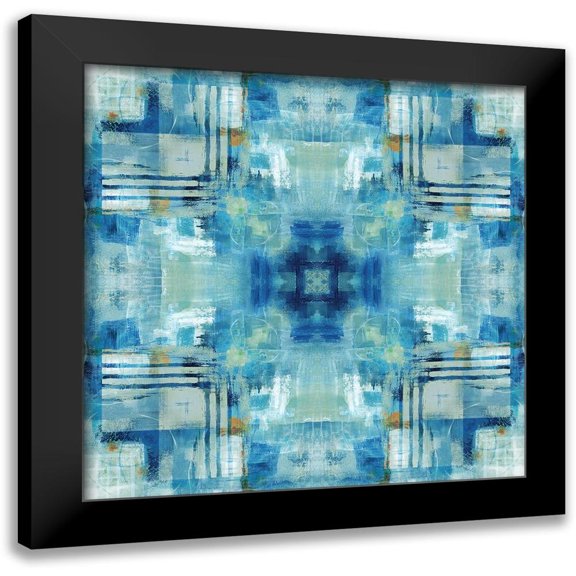 Nan 12x12 Black Modern Framed Museum Art Print Titled - Kaleidoscope Blue Tie Dye