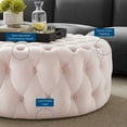 thumbnail image 5 of Amour Tufted Button Large Round Performance Velvet Ottoman, 5 of 6