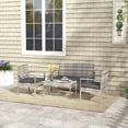 thumbnail image 2 of Outsunny Ensemble de Conversation en Osier d'Extérieur avec Banc, Chaises, Table, Gris, 2 of 10