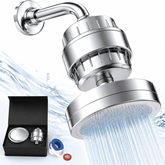 Filtered Shower Head with 20-Stage Shower Filter, Chrome