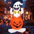 thumbnail image 4 of RUIG 4FT Halloween Inflatable Ghost - LED Light-Up Outdoor Decoration with Pumpkin Hat, Blow-Up Yard Haunt for Spooky Holiday Night, 4 of 8