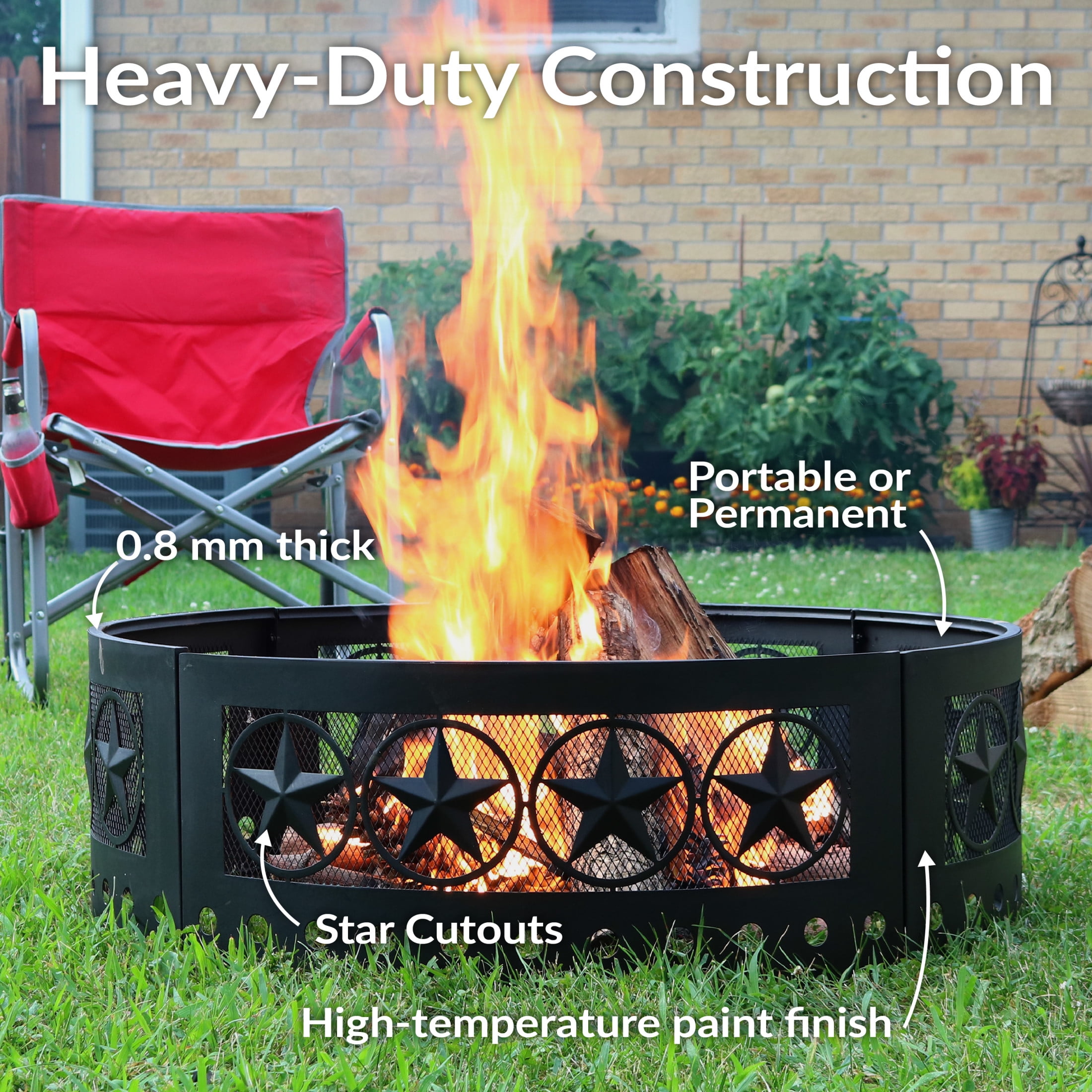 Sunnydaze Four-Star 36" Round Steel Heavy-Duty Fire Pit Ring