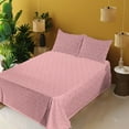 thumbnail image 2 of Ambesonne Pink Fitted & Flat Sheet with Shams 4 Pcs Set, Abstract 70s 80s Art Deco Vibe, King, Coral and White, 2 of 5