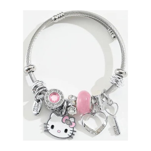 Pulsera Kawaii Sanrio Hello Kitty, brazalete pequeño de cristal fresco, regalo de cumpleaños para pareja, accesorios de Navidad