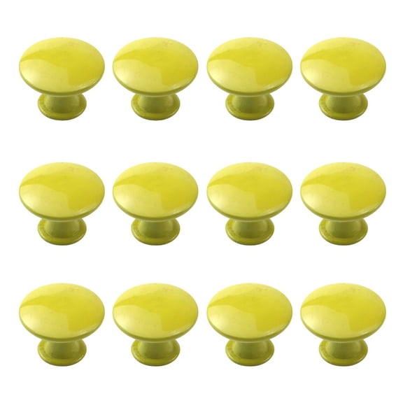 LC LICTOP 12Pcs Single Hole Knobs Round Cabinet Pull Handles with Mounting Screws Yellow 1.18*0.83"
