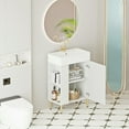 thumbnail image 2 of Spaco 21.6" Open-shelving Bathroom Vanity with Ceramic Sink and Soft-Closing Door, Cloakroom Open Shelf Storage Cabinet on the Left Side, White, 2 of 12